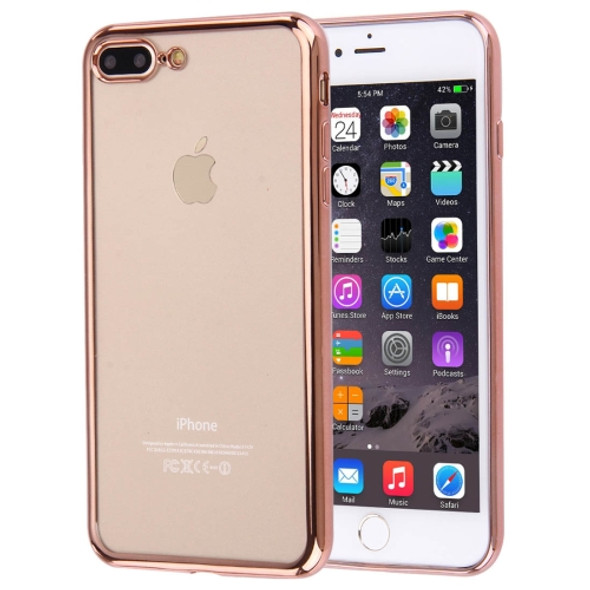 For iPhone 8 Plus & 7 Plus   Electroplating Transparent Soft TPU Protective Cover Case(Rose Gold)