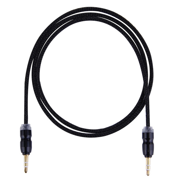 Woven Style Metal Head 3.5mm Male to Male Plug Jack Stereo Audio AUX Cable for iPhone, iPad, Samsung, iPod Laptop, MP3, Length: 1m(Black)