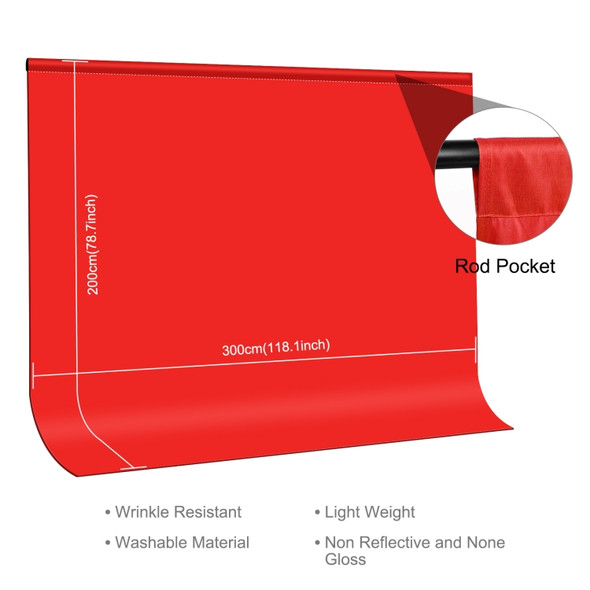 PULUZ 3m x 2m Photography Background 120g Thickness Photo Studio Background Cloth Backdrop(Red)