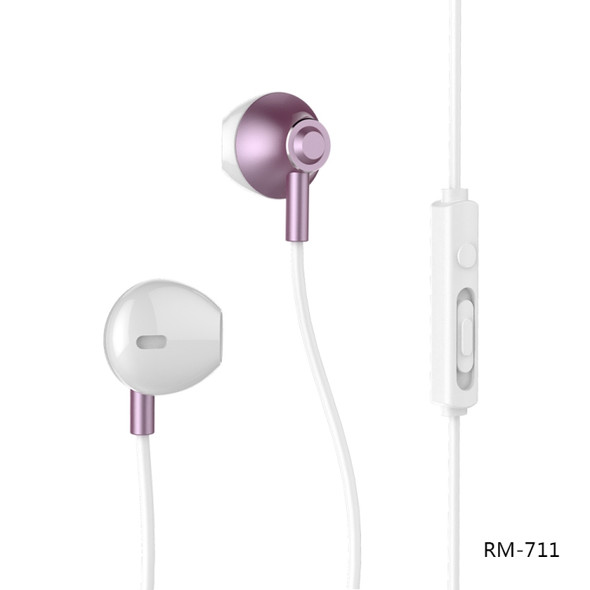REMAX RM-711 Music Wired Earphone with MIC & Support Hands-free(Rose Gold)