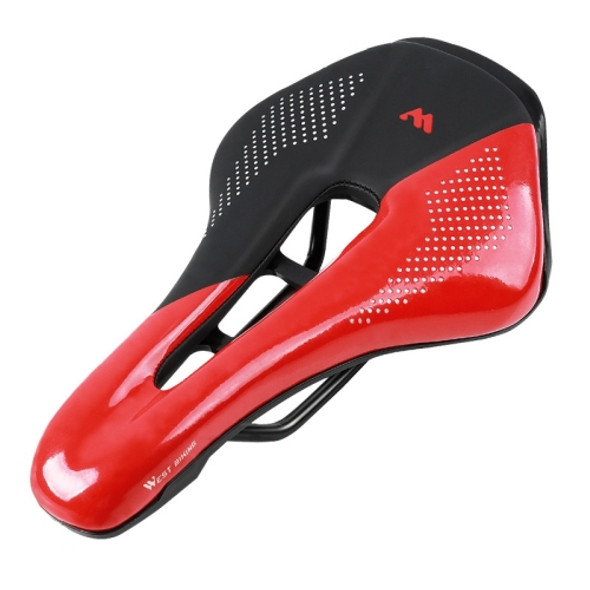 WEST BIKING Cycling Seat Hollow Breathable Comfortable Saddle Riding Equipment(Black Red)