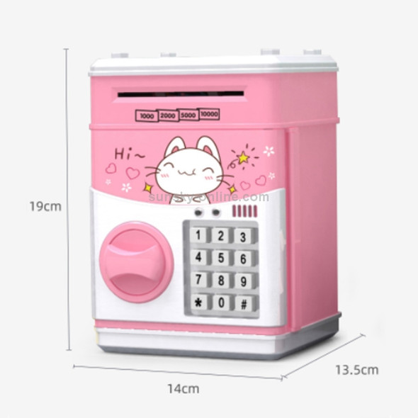 Simulation Cartoon ATM Password Safe Automatic Money Roller with Music Coin Piggy Bank(Cute Cat)