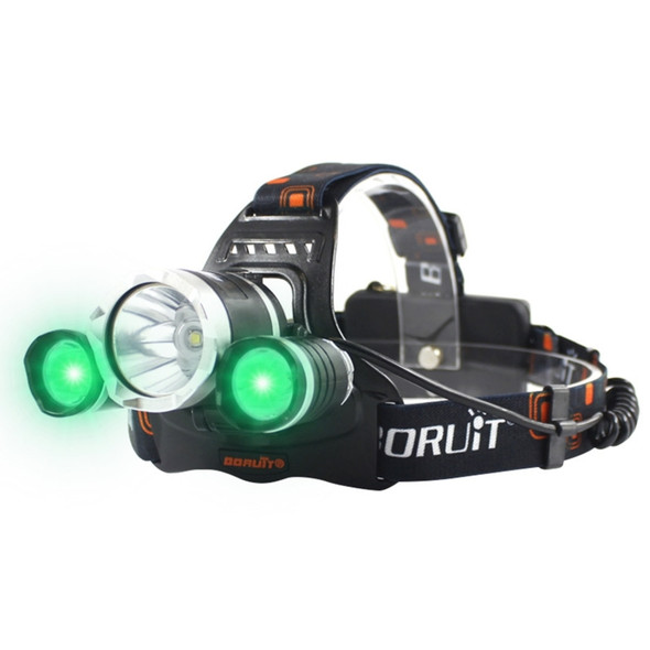BORUIT LED Outdoor Strong Light Night Fishing Camping USB Charging Headlight(Headlamp+USB Cable+2xBattery)
