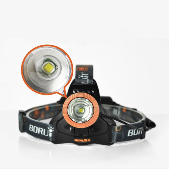 BORUIT CREE XM-L T6 Strong Zoom Rechargeable Outdoor Camping Headlight(Headlight+Charger)