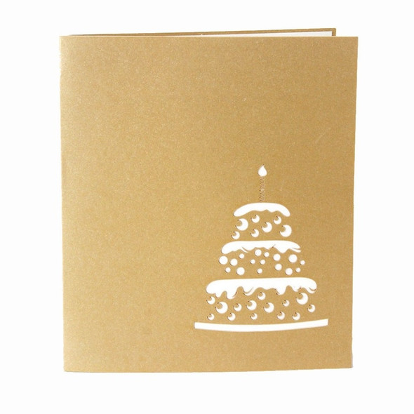 2 PCS 3D Three-Dimensional Cake Birthday Card Children Handmade Gift Small Card(Golden Cover)