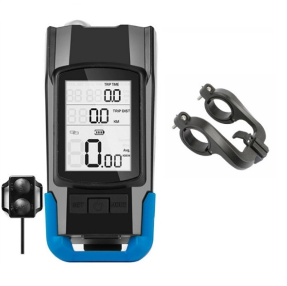 WEST BIKING 3 In 1 Wireless Bicycle Speedometer With Horn & Front Light Upgraded Version (Blue)