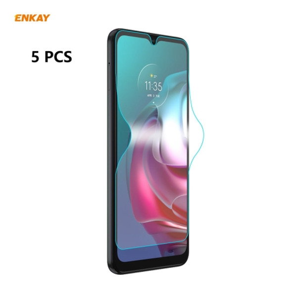 For Motorola Moto G30 / G20 / G10 5 PCS ENKAY Hat-Prince Full Glue Full Coverage Screen Protector Explosion-proof Hydrogel Film