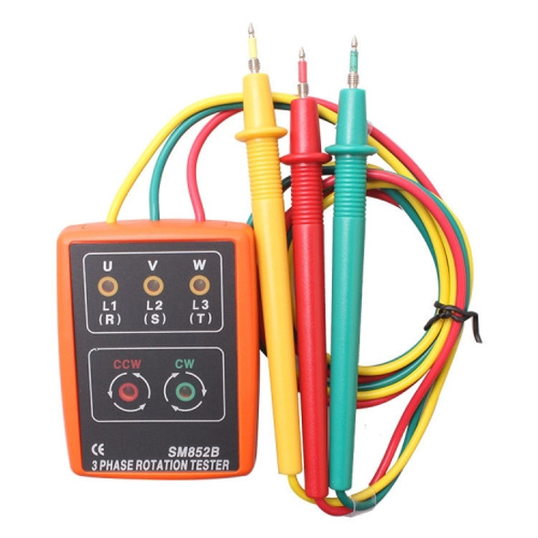 SM852B 3 Phase Rotation Tester Indicator Detector Meter(Orange)