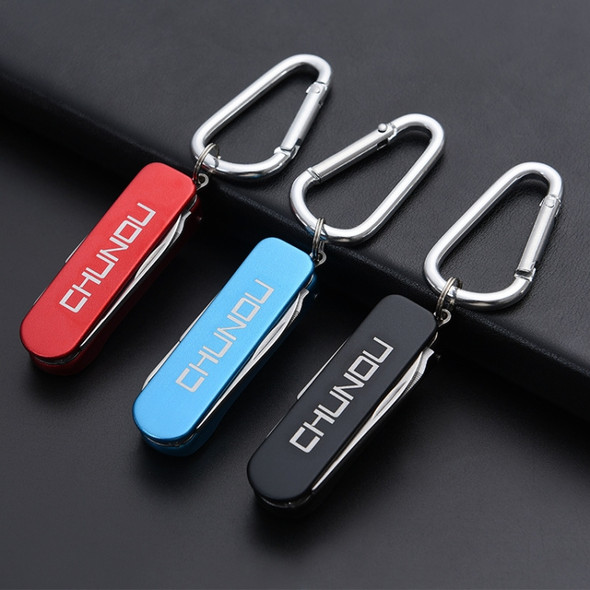 CHUNOU Multifunctional Stainless Steel Folding Nail Clipper Metal Keychain, Colour: Multi-function Pendant (Red)