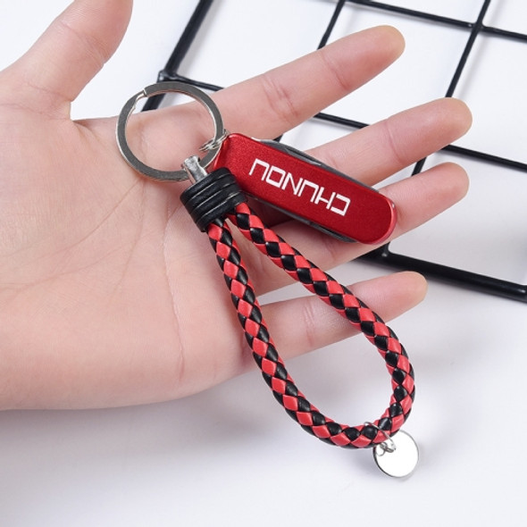 CHUNOU Multifunctional Stainless Steel Folding Nail Clipper Metal Keychain, Colour: Black Red Rope+Pendant (Red)