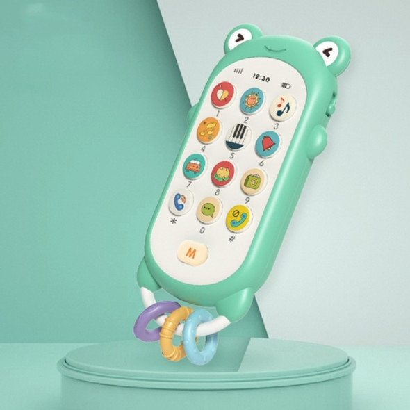 H1 Cartoon Children Simulation Phone English-Chinese Bilingual Early Education Machine Music Toys(Green-Frog)