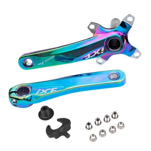 JIANKUN IXF Mountain Bike Hollow Crank Modified Single-plate Left and Right Cranks Crankshaft Bottom Axle, Style:Left and Right Crank(Electroplating Colorful)