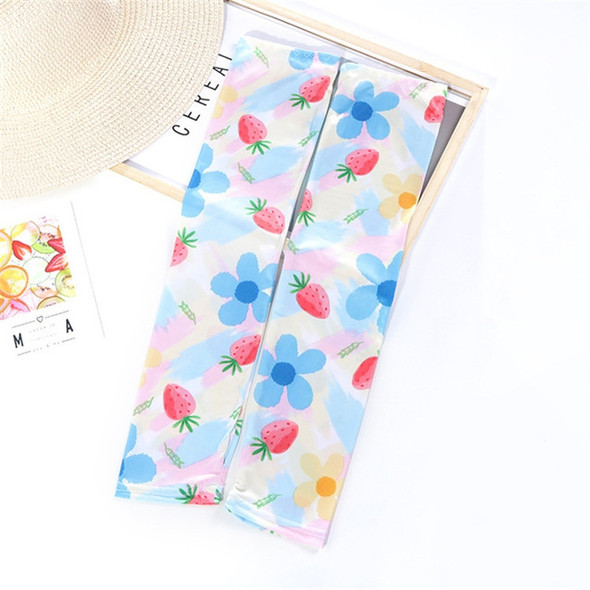 Summer Cute Driving Sunscreen Ice Silk Sleeves for Female, Size:One Size(Strawberry)