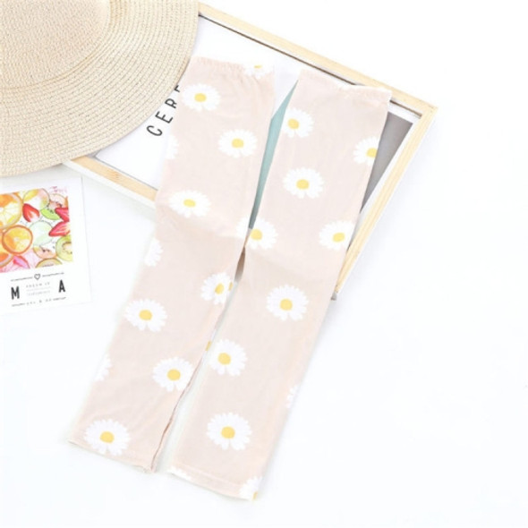 Summer Cute Driving Sunscreen Ice Silk Sleeves for Female, Size:One Size(Khaki Daisy)