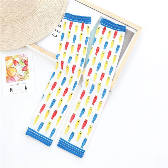 Summer Cute Driving Sunscreen Ice Silk Sleeves for Female, Size:One Size(Carp Streamer)