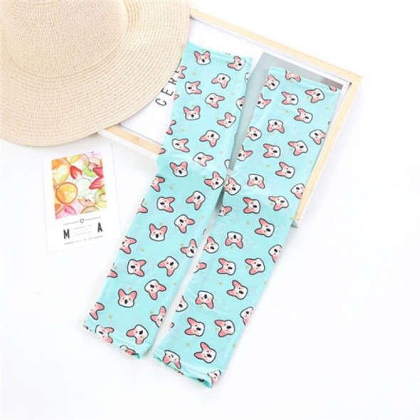 Summer Cute Driving Sunscreen Ice Silk Sleeves for Female, Size:One Size(Blue Dog)