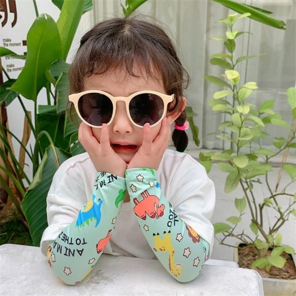 Childrens Summer Cool Sunscreen Ice Silk Printing Sleeves, Size:One Size(Zoo Green)