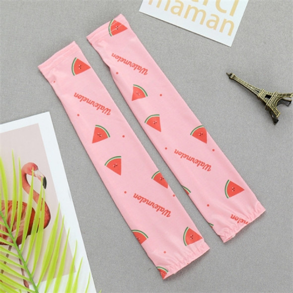 Childrens Summer Cool Sunscreen Ice Silk Printing Sleeves, Size:One Size(Watermelon)