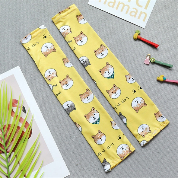 Childrens Summer Cool Sunscreen Ice Silk Printing Sleeves, Size:One Size(Shiba Inu)