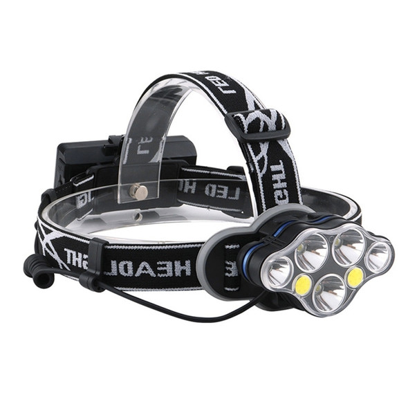 YWXLight 7 LEDs 7000K High-power Strong Light USB Rechargeable Outdoor Fishing Waterproof Headlight (Headlamp+USB Cable)
