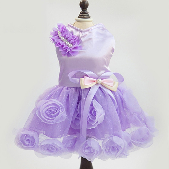 Pet Clothes Dog Spring Summer Thin Dress Rose Dress, Size: L(Purple)