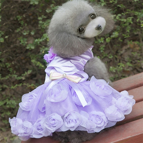 Pet Clothes Dog Spring Summer Thin Dress Rose Dress, Size: S(Purple)