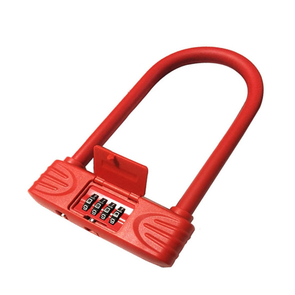Bold Steel U-Shaped Bicycle Password Lock Motorcycle Electric Car Anti-Theft Password Lock(Red)