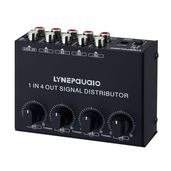 1-In 4-Out Front Stereo Signal Amplifier, Independent Output Volume Adjustment RCA Interface No Loss  Allocator, US Plug