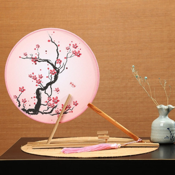 Retro Style Hanfu Group Fan Beech Wood Handle Classical Dance Fan(Leading Winter Plum)