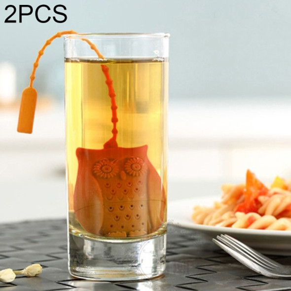 2PCS Creative Cute Owl Tea Strainer Tea Bags  Food Grade Silicone Tea Infuser Filter(Orange)