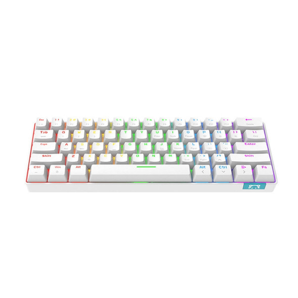 STK61 61-Keys Full-Key Non-Punch Bluetooth Wired Dual Modes Mechanical Keyboard, Cable Length: 1.6m(White Tea Shaft)