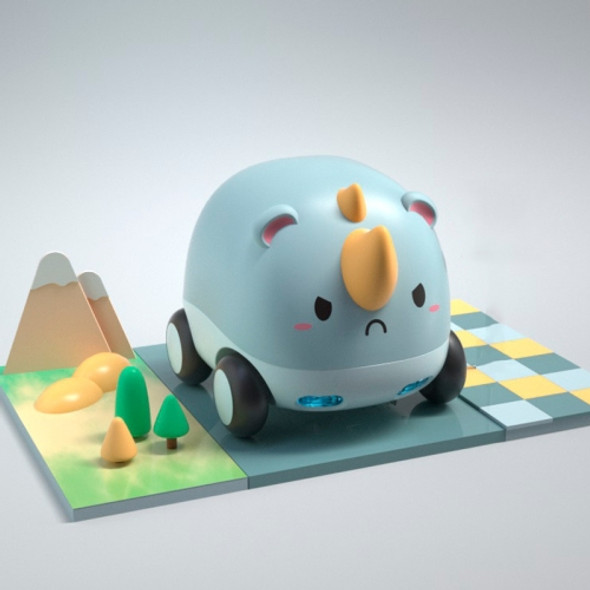 Cartoon Cute Pet Pull Back Car Children Mini Puzzle Inertia Car Toy(Rhino )