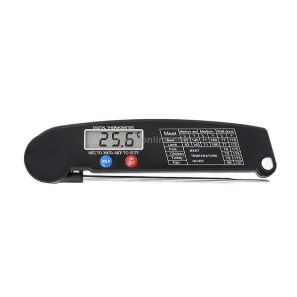 TS-BY52-B Kitchen Food Cooking BBQ Foldable Waterproof Probe Thermometer(Black)