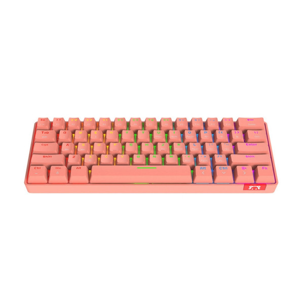 STK61 61-Keys Full-Key Non-Punch Bluetooth Wired Dual Modes Mechanical Keyboard, Cable Length: 1.6m(Pink Tea Shaft)