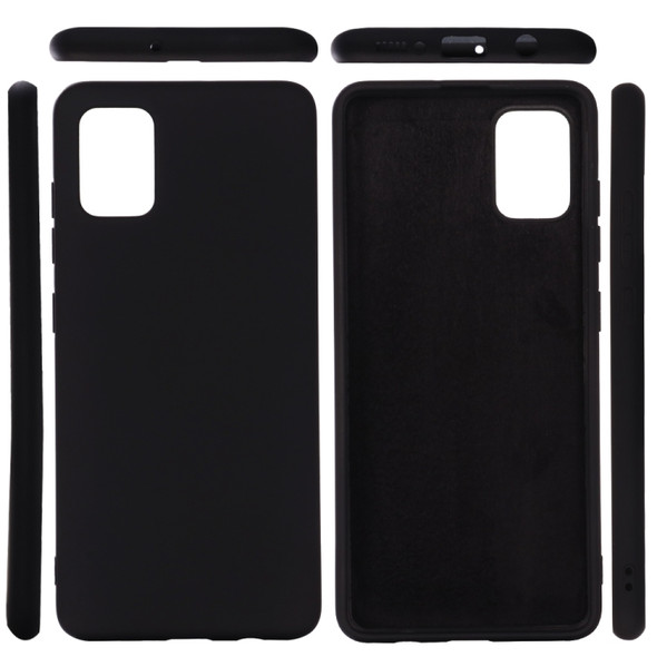 For Galaxy A71 Solid Color Liquid Silicone Shockproof Full Coverage Protective Case(Black)