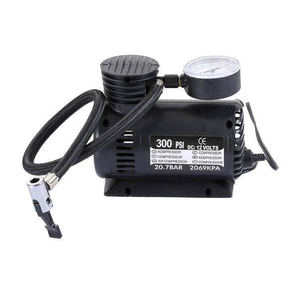 Portable Mini Auto Electric Air Compressor of Car Inflator with 3 Pneumatic Nozzle (300 PSI / DC 12V)