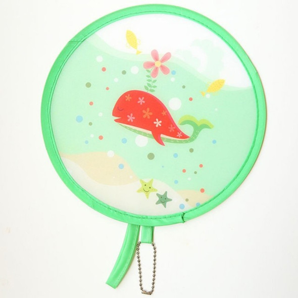 2 PCS Summer Folding Fan Children Portable Mini Cartoon Round Hand Fan(Whale)