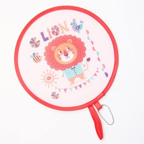 2 PCS Summer Folding Fan Children Portable Mini Cartoon Round Hand Fan(Lion)