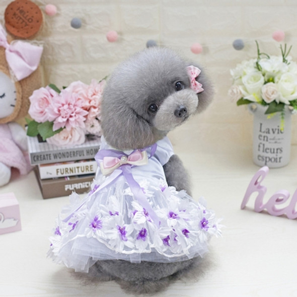 Pet Clothing Dog Skirt Spring And Summer Wedding Dress Skirt Double Heart Skirt, Size: XS(Purple)