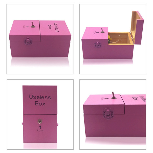 Creative Funny Present Useless Box Novel Wooden Anti-stress Toy (Pink)