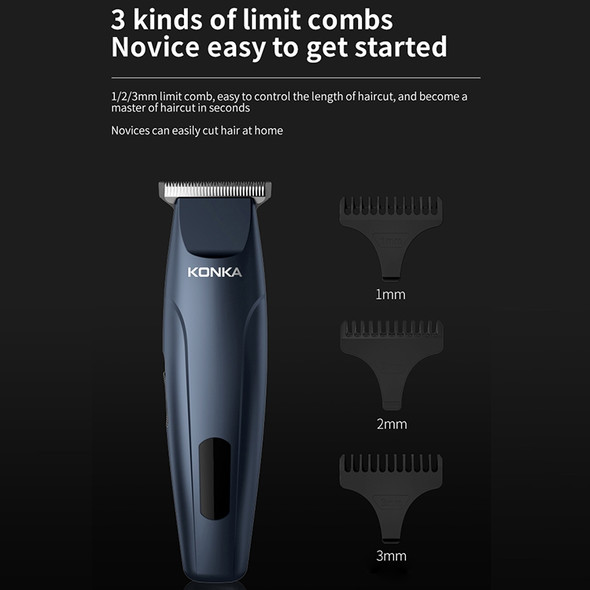 KONKA KZ-TJ82 Men Household USB Electric Hair Clippers Hair Clippers with LED Electricity Display