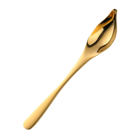 Household Kitchen Stainless Steel Seasoning Spoon 304 Thickened Tip Oil Spoon Mounting Spoon,Color: Gold