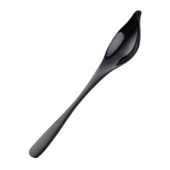 Household Kitchen Stainless Steel Seasoning Spoon 304 Thickened Tip Oil Spoon Mounting Spoon,Color: Black