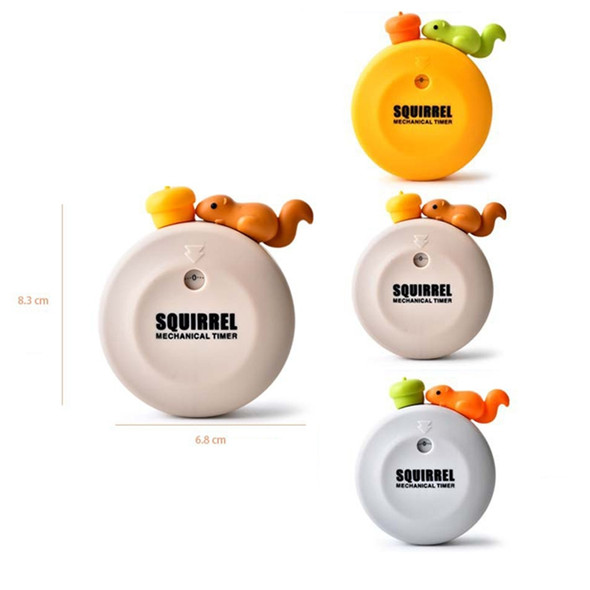 2 PCS Animal Cartoon Mechanical Timer Refrigerator Magnet Timer Kitchen Reminder, Specification: Squirrel (Gray)