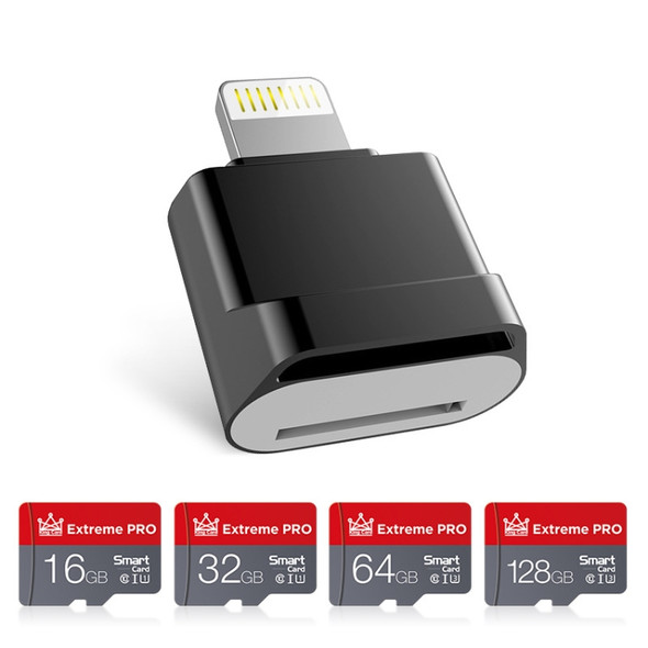 MicroDrive 8pin To TF Card Adapter Mini iPhone & iPad TF Card Reader, Capacity:32GB(Black)