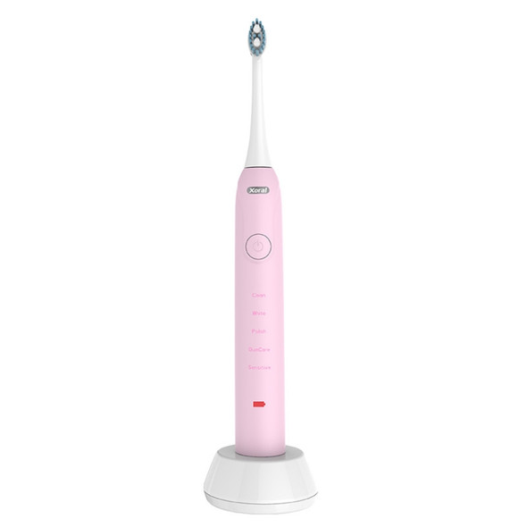 Ultrasonic Waterproof Smart Timer Wireless Inductive Charging Toothbrush (Pink)