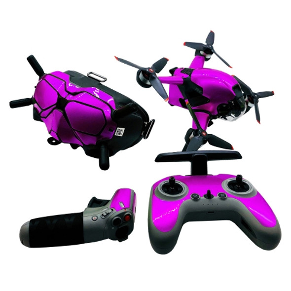 FPV-TZ-SF 4 in 1 Waterproof Anti-Scratch Decal Skin Wrap Stickers Personalized Film Kits for DJI FPV Drone & Goggles V2 & Remote Control & Rocker(Fluorescent Purple)