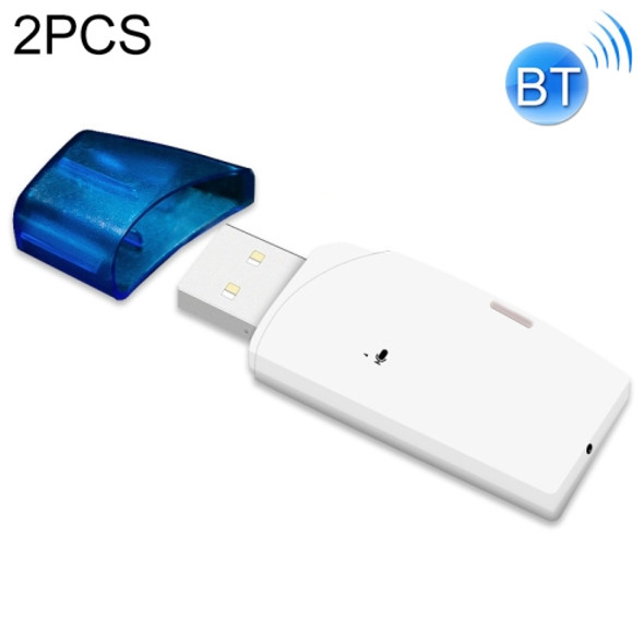 2 PCS BT101 USB Dual Output Bluetooth 5.0 Wireless Audio Receiver Adapter