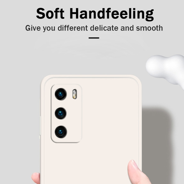 For Huawei P40 Solid Color Imitation Liquid Silicone Straight Edge Dropproof Full Coverage Protective Case(White)