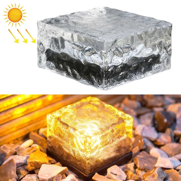 Solar Powered Square Tempered Glass Outdoor LED Buried Light Garden Decoration Lamp IP55 Waterproof，Size: 10 x 10 x 5.2cm(Warm White)